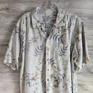 Batik Bay Men's Large Silk Floral Hawaiian Button Front Short Sleeve Shirt